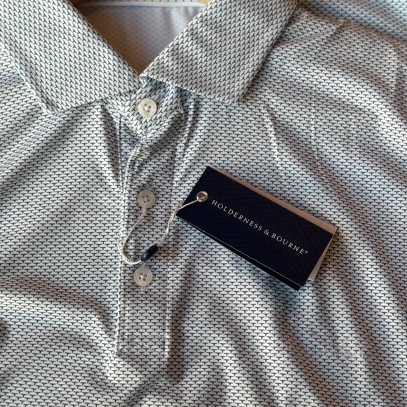 NWT Holderness & Bourne Armfield Performance Polo – Light Blue Print, Men’s XL - Picture 3 of 5